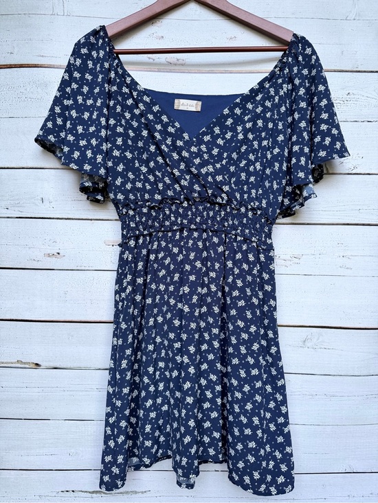 Altar'd State Dresses & Skirts - Altar'd State Navy & White Floral Wrap Mini Dress
